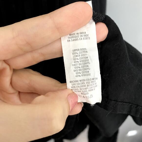 Aerie Black Crochet Gauzy Criss Cross Tie Back Tiered Boho Beach Mini Dress L - Picture 2 of 8